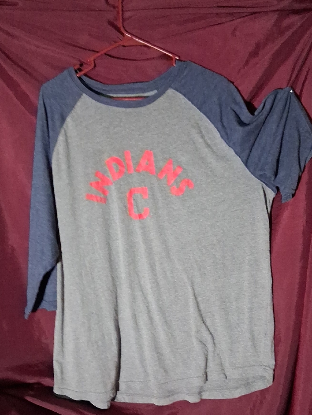 Genuine Merchandise Grey & Navy Raglan 'Indians' Kids Long Sleeve Tee